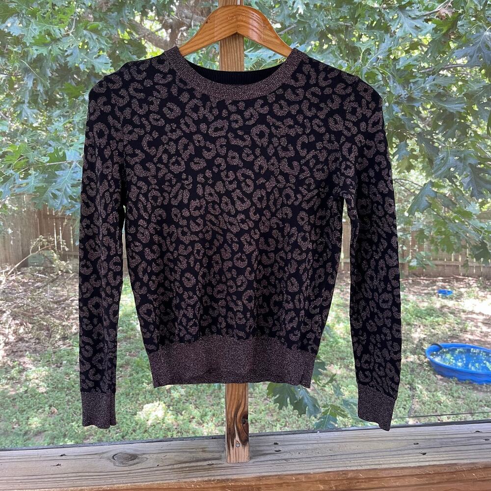 Banana Republic Women's Black & Brown Animal Print Sweater Size XSP